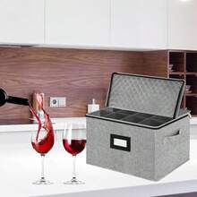 VERONLY - Cajas de cerámica para copas de vino con divisor y almacenaje acolchado contiene 12 vasos estilo de China - gris claro - Ver 2