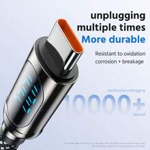 Cable de carga y datos USB a Tipo-C de 120W de aleación de zinc, apto para varios modelos de teléfonos inteligentes, serie micro, cable de carga USB-C - Negro - Ver 5