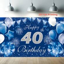 1 Tấm vải phông nền trang trí sinh nhật 2D phẳng bằng polyester, màu xanh hải quân ánh kim bạc, thích hợp cho sinh nhật 18/20/21/30/40/50 tuổi, kèm banner "Chúc mừng sinh nhật" dành cho người lớn, phông nền tiệc sinh nhật chủ đề bóng bay và pháo hoa, phông nền chụp ảnh treo tường trang trí tiệc sinh nhật kiểu Châu Âu và Mỹ. - Phong cách sinh nhật A - Xem 7