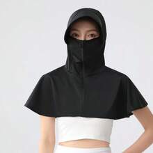 1pc Summer Lightweight Ice Silk Face Mask, UV Protection Shawl Scarf Hoodie Combo, Thin Original Silk Sunscreen Clothing With Hood - Multicolor - View 3