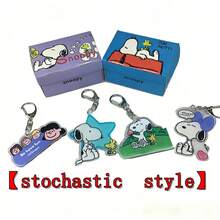 SNOOPY 1个创意亚克力查理卡通动漫钥匙扣挂件，送给粉丝、家人和朋友的完美小礼物，情人节礼物，新年礼物，复活节礼物[随机款式] - 彩色 - 查看 9