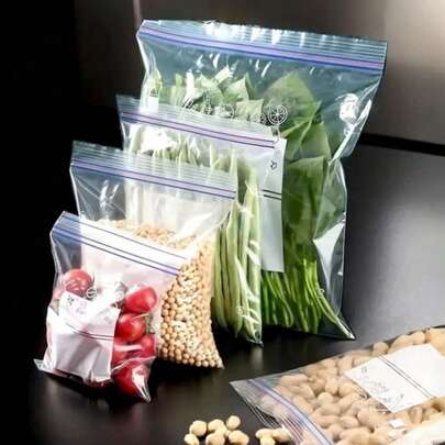 45/20/15/10 túi đựng thực phẩm chống rò rỉ, có thể đóng kín lại - Túi nhựa tái sử dụng dùng trong tủ đông, tủ lạnh và nhà bếp để đựng rau củ, thịt, đồ ăn nhẹ - Thiết kế đóng kín, chống rò rỉ, tiết kiệm không gian.