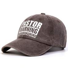 1顶男士“牧师警告：你的一言一行都可能被用于布道”字母印花水洗棒球帽，可调节，防晒，适合春秋季郊游、旅行、海滩、派对等休闲场合。 - 多色 - 查看 15