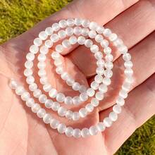 4/6/8/10毫米 时尚白色猫眼石珠 - 天然隔珠，DIY珠宝制作，手链和耳环工艺材料 - 白色 - 查看 2