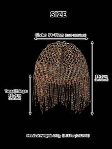 欧美手工串珠珍珠发箍，异域风情格纹发带，20世纪20年代复古宴会风格头饰，婚礼摄影装饰个性化帽子 - 金色 - 查看 12