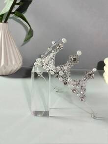 1 Piece Of High-End European And American Bridal Crown Headpiece, Suitable For Wearing At Birthday Parties Or Gatherings, And Can Also Be Given As A Gift To Others - White - View 5