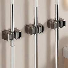 1/3pcs Wall Mounted Mop & Broom Holder, Modern Plastic Storage Clip, No Drill Adhesive Storage Solution, Suitable For Bathroom And Kitchen, Practical Hooks - Multicolor - View 2