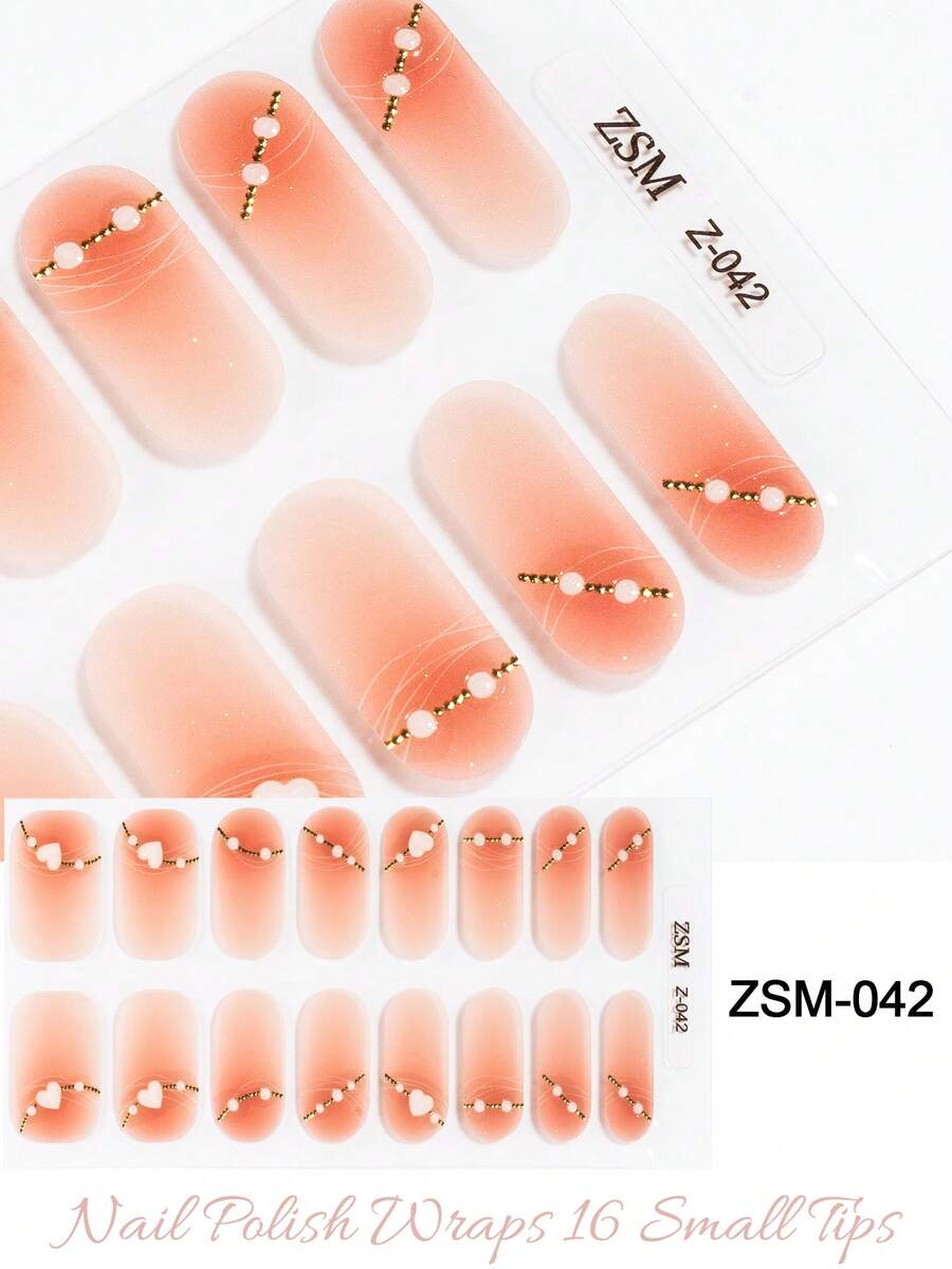 16 miếng dán móng tay dạng gel màu nude, bán khô, không cần đèn UV, chất lượng salon, bền lâu.