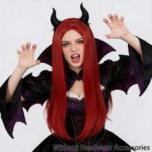 Bright Red Chic Long Straight Wig – Heat Resistant Synthetic Fiber, Natural Middle Part, Perfect For Cosplay, Holiday, Gothic Party, Vampire Themed Events, Witch Costume, Wedding, Christmas, Photoshoot & Everyday Fashion, Beginner Friendly - Multicolor - View 12