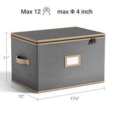 Caja de almacenamiento para copas de vino con divisores organizador acolchado de carcasa dura para juegos de vasos ideal para almacenamiento de cocina y suministros de mudanza 1 paquete - Gris - Ver 3