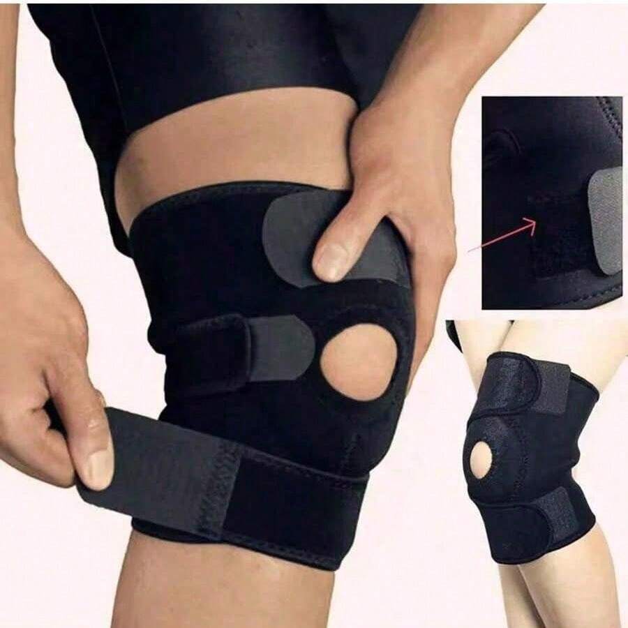 1 peça/2 peças Joelheiras de Fitness Cinta de Patela Bandagem Elástica Protetor de Joelho Esportivo Adequado para Futebol, Esportes, Academia, Joelheiras de Fitness - Preto - Visão 1