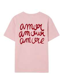 3件套女士夏季字母印花宽松休闲T恤，百搭日常休闲度假装扮 - 彩色 - 查看 7