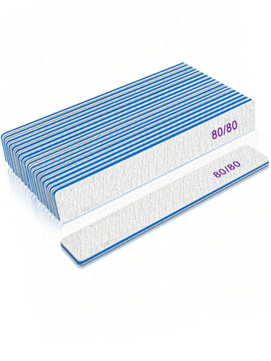 25pcs (Optional 80/80, 100/180) Grit Nail Files, Acrylic Nail Sanding Boards, Professional Manicure Tools, Suitable For Home & Salon, Durable Double-Sided - Multicolor - View 1
