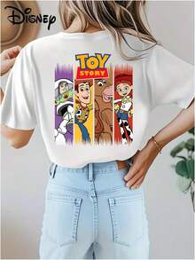 Disney Toy Story Printed Women'S Casual Wear, Stylish Short-Sleeve T-Shirt, Suitable For Spring And Summer Women'S Clothing - trắng - Xem 3