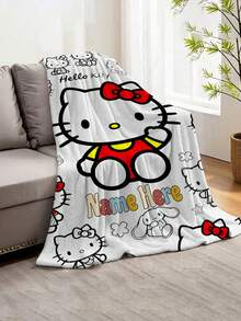 SANRIO Chăn lông cừu Hello Kitty cá nhân hóa - Tên tùy chỉnh, chăn flannel mềm mại, món quà ấm áp và thoải mái dành cho gia đình và bạn bè, thích hợp để trang trí nhà cửa hoặc các dịp lễ hội, Chăn Hello Kitty - Nhiều màu - Xem 4