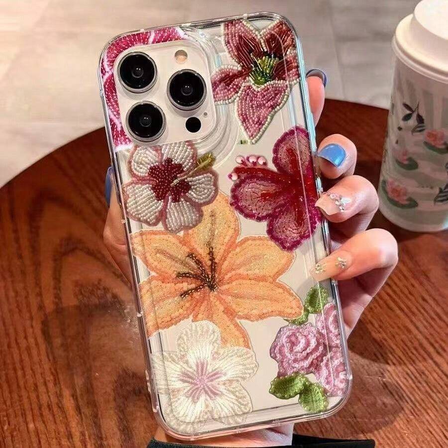 花朵图案单件装柔软防震手机壳，兼容苹果17/16/11/12/13/14/15/15Pro/15 Plus/15 Pro Max/7 Plus/8 Plus/X/Xs Max/Xr/11 Pro/12 Pro/13 Pro/14 Pro/12 mini/13 mini/17 Pro Max/12 Pro Max/13 Pro Max/14 Pro Max/14 Plus/6/6S/6 Plus/7/8/16 Pro/16 Plus/16 Pro Max/SE - 彩色 - 查看 1