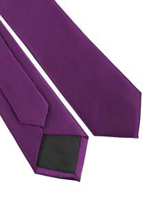 Men's Solid Color Necktie And Tie Clip Set, Business/Work Commute Versatile High-End Accessory, Gift For Colleagues, Friends, Leaders,Accessories,Festival,Gifts - Purple - View 4