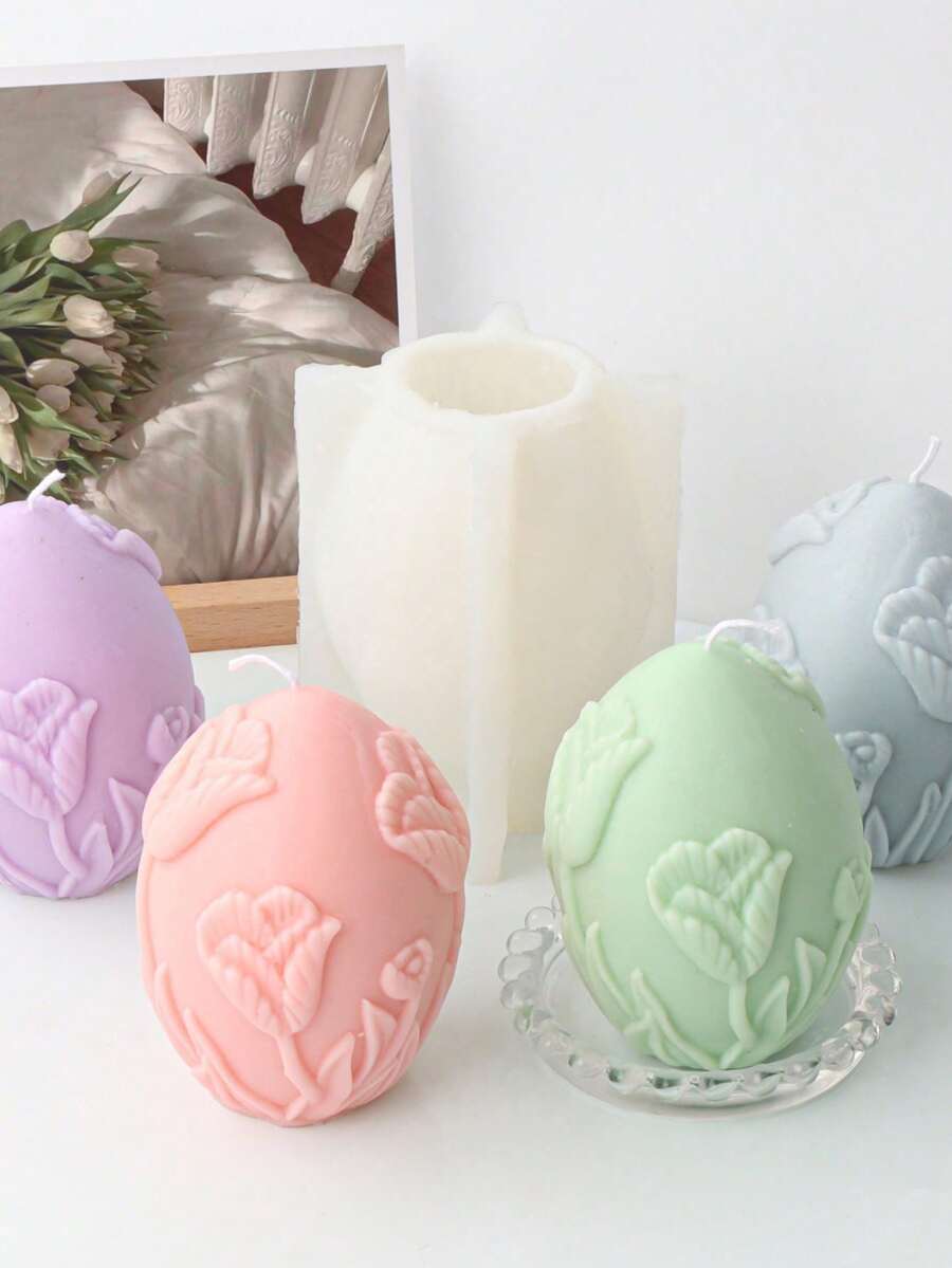 Trumpet Flower Shaped Silicone Mold For DIY Handmade Fragrance Stone, Plaster Crafts - White - View 1