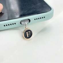 1个双面黑色26字母防尘手机塞/英文字母姓名首字母充电挂件/读卡器/兼容Type-C/Lightning（5-14）接口/情侣防尘塞 - 黑色 - 查看 24