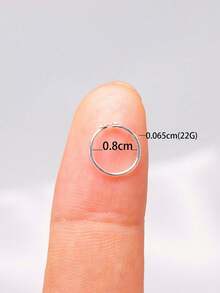 1pc 22G Nose Rings Hoops 925 Sterling Silver Piercing Septum Clicker Rings Cartilage Earring Helix Jewelry - Silver - View 3