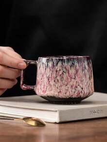 1pc 200ml Creative Ceramic Mug With Unique Reactive Glaze, Suitable For Breakfast, Water, Juice, Couples, Luxury Coffee, Latte Art, Beverage - Multicolor - View 6