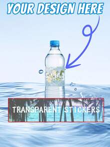 10-100 Piece Set Of Customizable Mineral Water Bottle Stickers, Waterproof, Personalized Labels, Suitable For Wedding, Birthday, Business, Party Promotion - Transparent - View 2