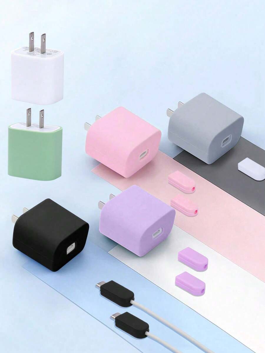 3 PiecesData Cable Protection Cover Compatible With Apple 13/12promax Charger 20w Fast Charging Anti Break Charging Cable Protection Cover Cable Protector, Charger Protector - Multicolor - View 1
