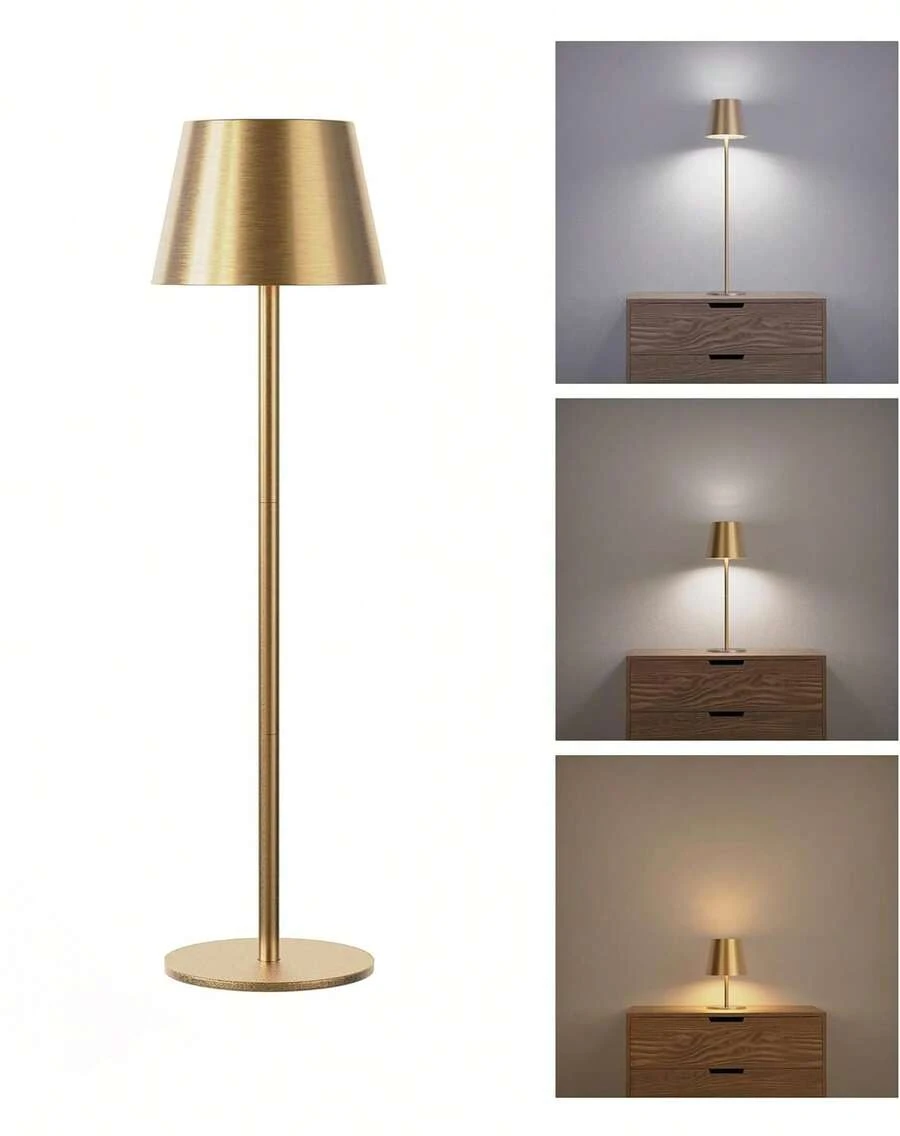 Cordless Table Lamps Rechargeable, 3 Adjustable Height, 5000mAh Battery Operated, 3 Colors Smooth Dimming, Portable LED Waterproof Table Lamp For Dining, Bedroom, Outdoor - Gold - View 1