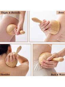1/2/3pcs Wooden Massage Tool Set, Wooden Massage Kit, Manual Massage Tools For Legs, Waist, Shoulders, Arms, Back, Full Body Massage, Wooden Massage Roller, Home And Office Use - Apricot - View 3