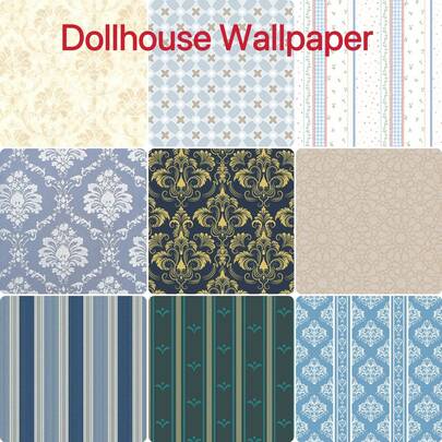 1:12 1:6 Scale Miniature Dollhouse Wallpaper, Suitable For DIY Dollhouse, Museum Frame Wall Decor, Size 21*30cm, Retro, Fresh, Cozy Handmade Dollhouse Wall Decor Micro Wallpaper With Self-Adhesive