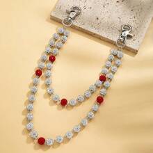 1pc Fashion Street Hip-Hop Synthetic Crystal & Rhinestone Beaded Double-Layer Waist Chain, Handmade Body Chain Suitable For Men And Women, Casual Wear (Handmade, Occasional Bead Detachment Can Be Reattached, Not A Quality Issue) - Multicolor - View 3