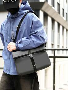 Functional Style Messenger Bag, Men's Casual Shoulder Bag, Large Capacity Commuter Crossbody Bag - Multicolor - View 3