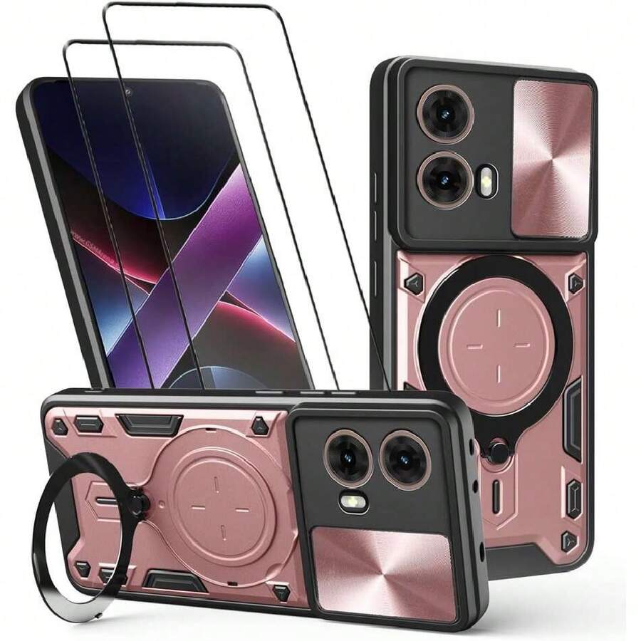 Case For Moto G85 5G Capa Case - With Screen Protector And Built-In Phone Stand - Pink, 42521944 - Blue and White - View 1
