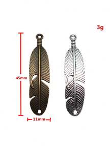 10 pièces Connecteurs de charme de plume 45x11mm pour la fabrication de bracelets, de colliers, de bijoux, d'artisanat fait main - Connecteur plume - Voir 2