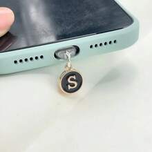 1个双面黑色26字母防尘手机塞/英文字母姓名首字母充电挂件/读卡器/兼容Type-C/Lightning（5-14）接口/情侣防尘塞 - 黑色 - 查看 32