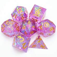 7pcs Solid Color Resin Dice Set, Sharp-Edged Polyhedral Dice For RPG Role Playing Games, Suitable For Christmas, Thanksgiving, Birthday, Gift, Party Supplies - Multicolor - View 3