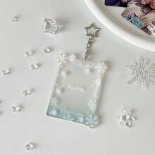 1pc Transparent Snowflake Acrylic 3-Inch Card Holder, Idol Fan Mini Card Display, Student Card Pouch - Snowflake Card Holder - View 8