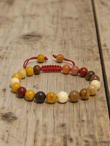 莫卡石碧玉手链 – 男女皆宜 – 时尚百搭 – 8毫米圆珠手链，用于精神疗愈、守护和传递正能量 - mookaite jasper - 查看 2