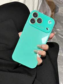 高端优雅蓝色玻璃手机壳，兼容 17 Pro Max、16 Pro（新款）、15、14、13、12，情侣款防摔保护套，带镜头膜 - 淺藍色 - 查看 2