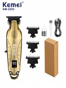 Kemei 1个KM-2293男士专业电动理发器，无线USB充电式理发/胡须修剪器，合金机身高品质理发器，不锈钢刀片，带液晶显示屏，礼品电子产品 - 黑色 - 查看 15