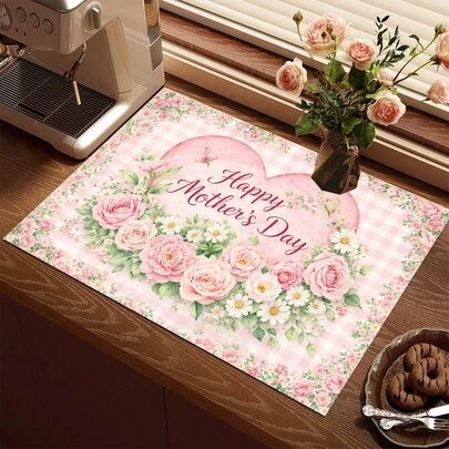 1pc Absorbent Drying Mat, Kitchen Decor Coffee Machine Mat, Handmade Coffee Pot Draining Pad, Kitchen Floor Mat, Dining Table Mat, Kitchen Counter Bowl Drying Mat, Breakfast Mat, Anti-Slip Heat-Resistant Draining Mat, Diatomite Draining Mat, Hides Stains, Super Absorbent Kitchen Mat, Easy To Clean Dish Rack Mat, Suitable For Kitchen, Dining Table, Coffee Shop, Bar, Holidays, Parties, Home Decor, Mother's Day Gift For Mom