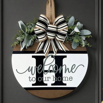 Welcome Monogram Family Last Name Sign Year Round Wreath, Name Wreath, Front Door Porch Decor, Family Door Hanger Front Door Decor Last Name/InitialWelcome Sign