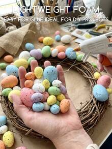 50pcs Mini Polka Dot Foam Easter Eggs, Soft Artificial Bird Eggs Suitable For Vase Filler, Wreath Making, DIY Crafts, Spring Table Decor - View 3