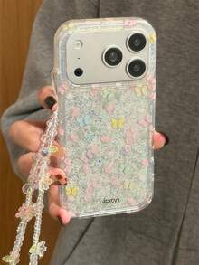 Ốp lưng điện thoại trong suốt đính sequin lấp lánh họa tiết hoa bướm mùa xuân dễ thương, tương thích với iPhone 17 Pro Max, 17 Pro, 17, 16 Pro Max, 16 Pro, 16, 15 Pro Max, 15 Pro, 15, 14 Pro Max, 14 Pro, 14, 13 Pro Max, 13 Pro, 13, 12 Pro Max, 12 Pro, 12, 11. Có thêm vòng tay hoa xinh xắn, chống rơi vỡ, chất liệu mềm mại, lý tưởng cho nữ. - hoa bướm - Xem 2