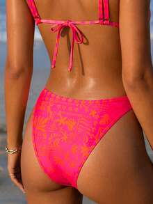 Sultry Sol 2026 Neue Mode asymmetrischer Muster Rosa Urlaubs-Stil Bikini Zwei-Teiler Badeanzug für Frauen - Verschiedenfarbig - Übersicht 5