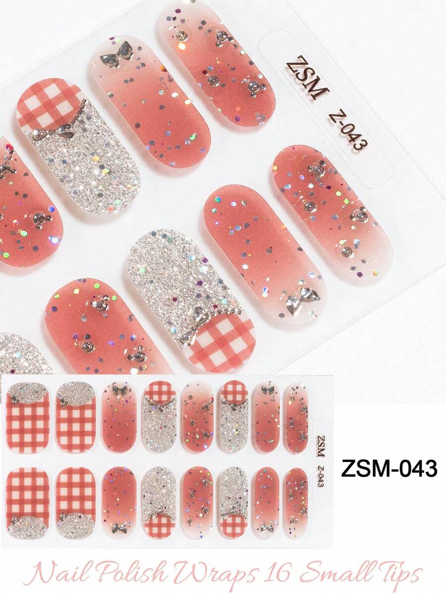 SSemi Cured Gel Nail Strips , Jelly Beige, 16 Pcs Gel Nail Wraps, Stickers, No UV Light Required, Salon Quality, Long Lasting