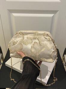 2026 Summer New Chinese Style Lock Chain Small Crossbody Bag, Fashionable Ladies Single Compartment Shoulder Bag - Beige - View 5