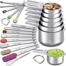 1 Set Stainless Steel Measuring Cup And Spoon Set, Baking Tools Coffee Bean Scoop With Measurement Markings, Suitable For Dry And Liquid Ingredients, For Dishwasher, Cooking And Baking Kitchen Gadgets - Multicolor - View 10