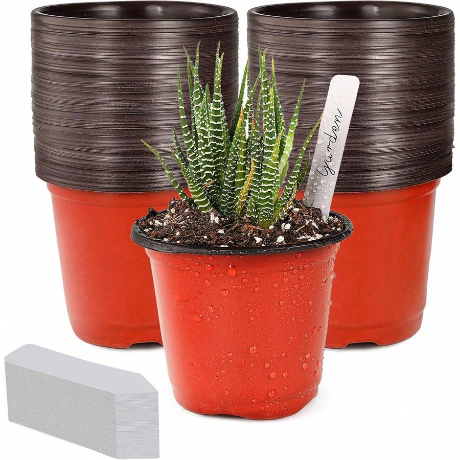 4" Small Plastic Plant Nursery Pot/Pots (100pcs) Seedlings Flower Plant Container Seed Starting Pots - A - View 1
