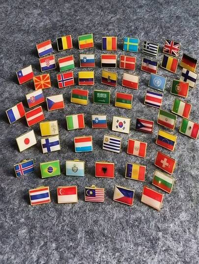 2 piezas Broches de banderas de diferentes regiones, insignias de bandera de resina ondulada, broches de medalla de aleación, material de aleación y resina, adecuado para celebración y decoración casual, pasador de solapa